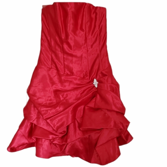 80's Vintage Red Satin Jessica McClintock Gunne Sax Cocktail Dress Size 3/4 XS - Picture 1 of 5